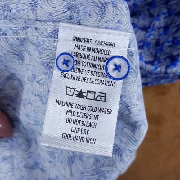 ROBERT GRAHAM Shirt Mens XXL Blue Button Up Short Sleeve Abstract WADE - Picture 10 of 13